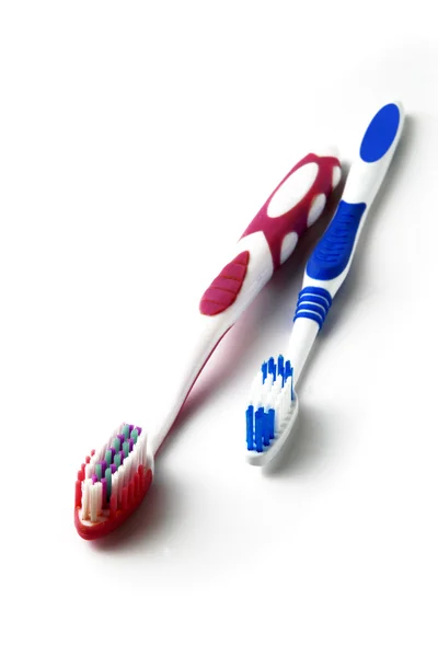 Suyo y de ella cepillos de dientes — Foto de Stock