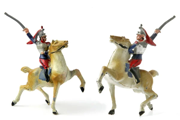 Toy knights on horses — Stock Photo, Image