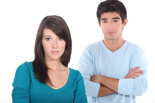 Landscape of an unhappy young man and woman — Stock Photo, Image