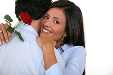 Couple with rose in hand clipart