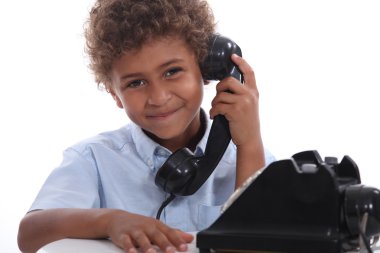 Boy on the telephone clipart