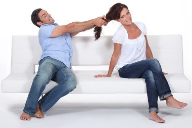 Fight between man and woman clipart