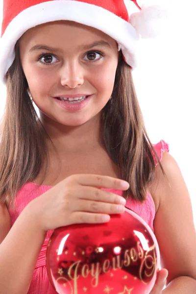 Girl with Christmas hat — Stock Photo, Image