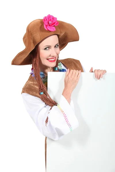 Portrait of woman with brown hat — Stock Photo, Image