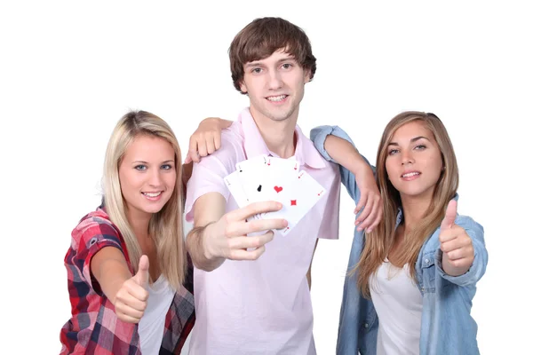 Studenten met kaarten — Stockfoto