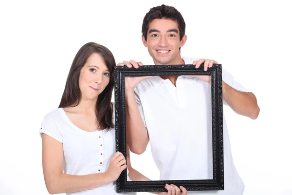 Young with black frame — Stock Photo, Image