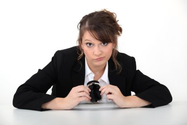 Businesswoman with an empty purse clipart