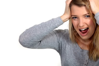 Frustrated woman screaming clipart