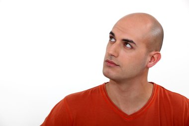 Bald man thinking clipart