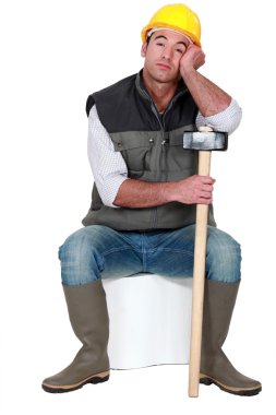 Bored construction worker clipart