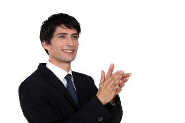 Businessman clapping clipart