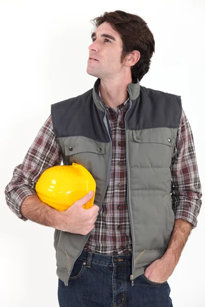 Construction worker looking out of frame — Stock Photo, Image