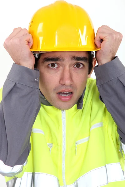 Scared builder — Stock Photo, Image
