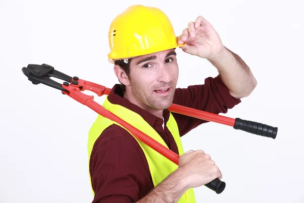 Trabajador de la construcción con cuchillas —  Fotos de Stock