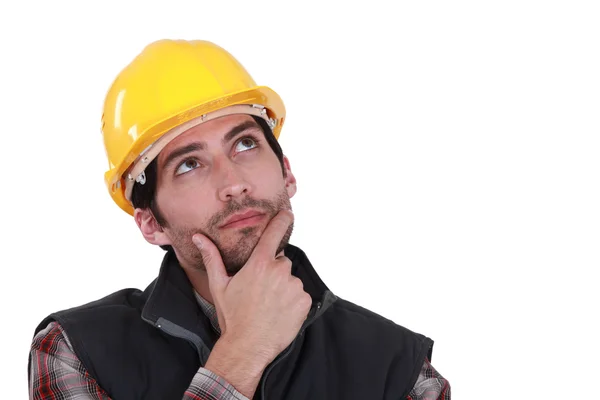 Pensive builder — Stock Photo, Image