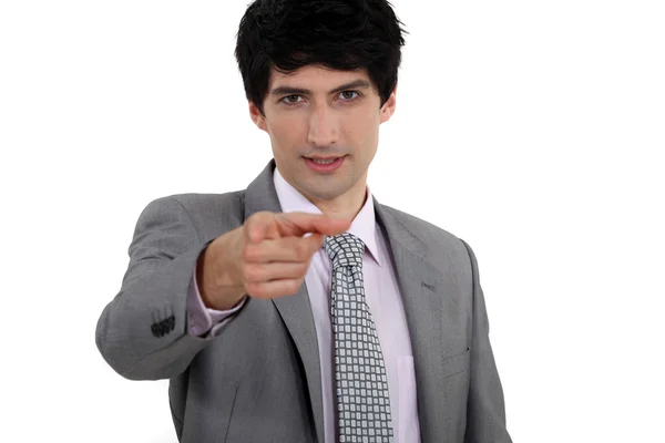 Businessman pointing his finger — Stock Photo, Image