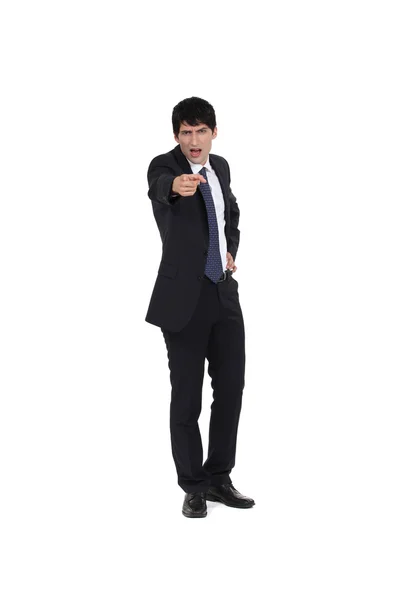 Businessman angrily pointing his finger — Stock Photo, Image