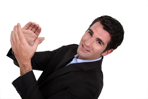 Businessman clapping his hands — Stock Photo, Image