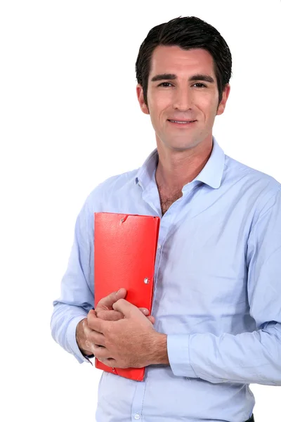 Человек держит папку — стоковое фото