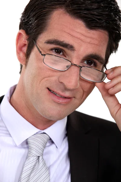 Closeup ενός επιχειρηματία που φοράει γυαλιά — Φωτογραφία Αρχείου
