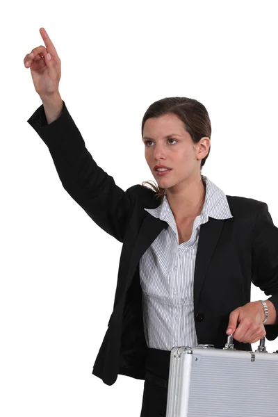 Бізнес-леді піднімає руку — стокове фото