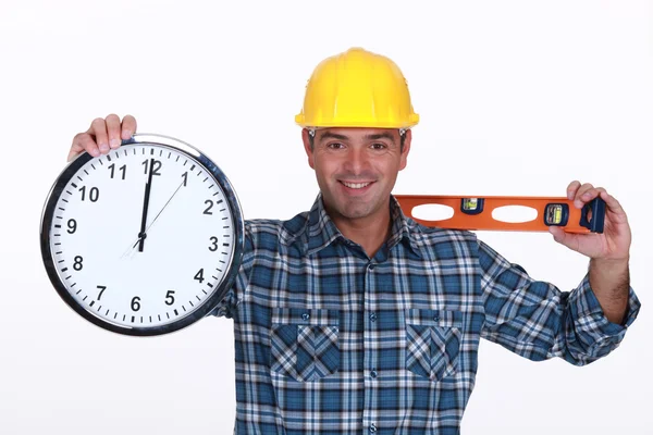 Bauarbeiter mit Uhr — Stockfoto