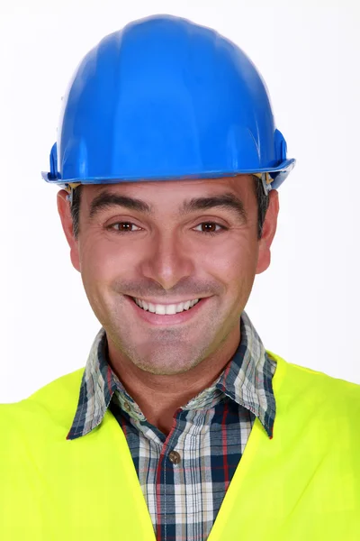 Jásající stavební dělník — Stock fotografie