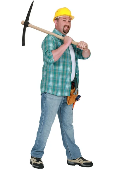 Pick-ax wielding adam — Stok fotoğraf