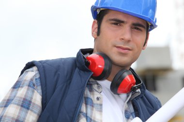 Foreman with ear defenders clipart