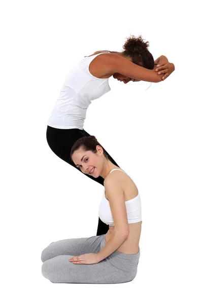 Dwa kobiece gimnastyczek — Zdjęcie stockowe