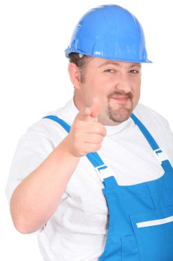 Tradesman pointing his finger clipart