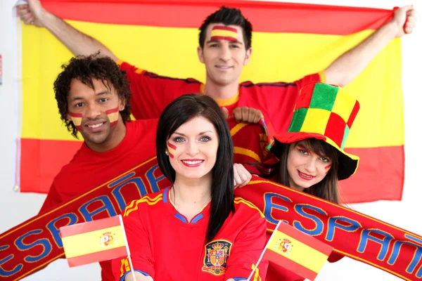 Grupo de aficionados al fútbol españoles — Foto de Stock