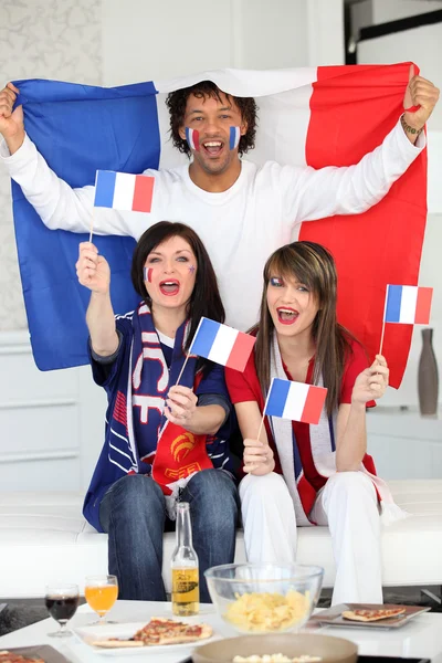 Francouzské fotbalové fanoušky — Stock fotografie