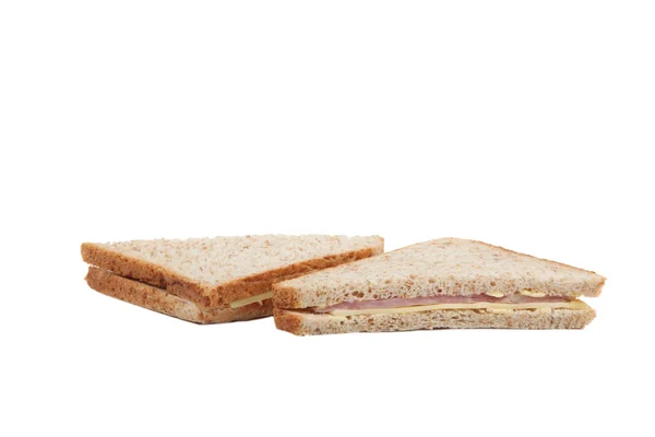 Square ham and cheese sandwich — Stock Photo, Image