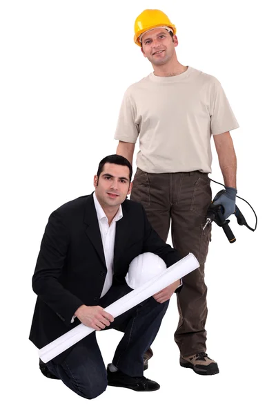 Portrait of architect and carpenter — Stock Photo, Image