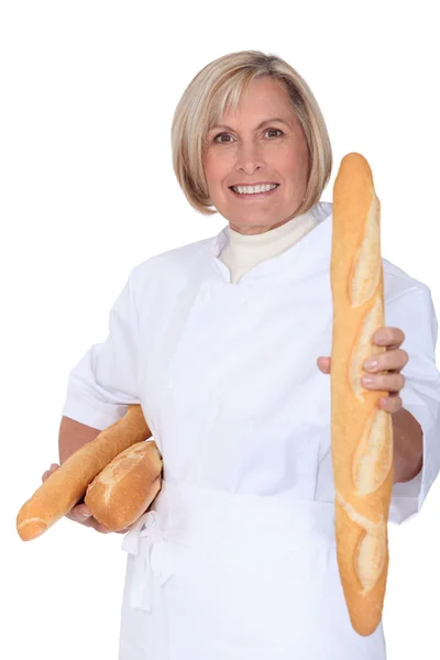 显示法国长棍面包师 图库照片