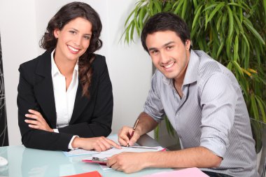 Customer signing contract agreement clipart