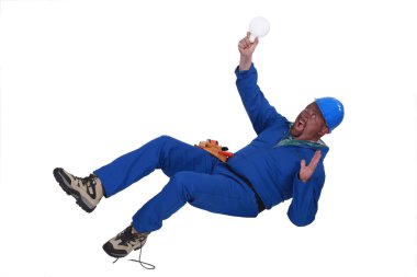 Scared builder free-falling clipart