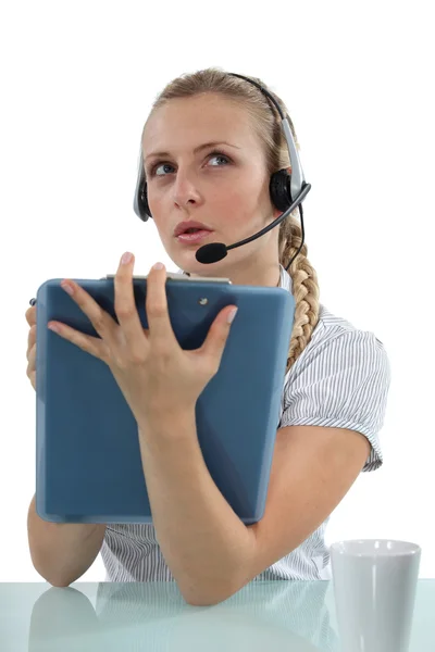 Assistant wearing head-set — Stock Photo, Image
