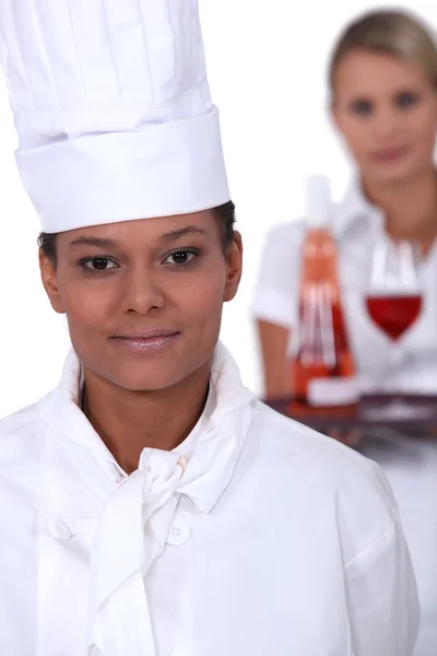 A chef and a waitress. — Stock Photo, Image