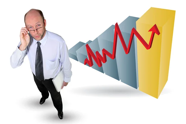 Man with an upward chart — Stock Photo, Image