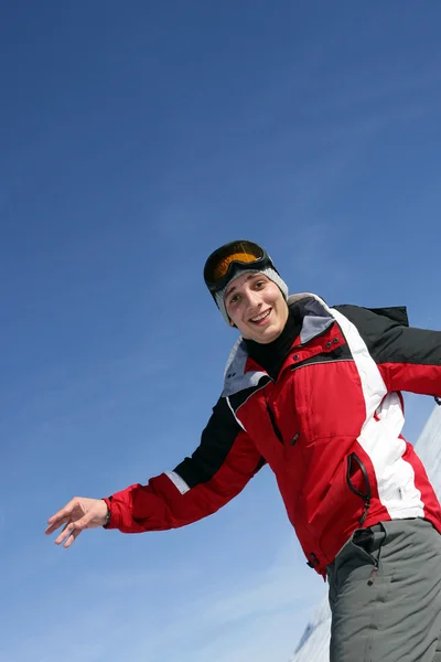 Homme heureux snowboard — Photo