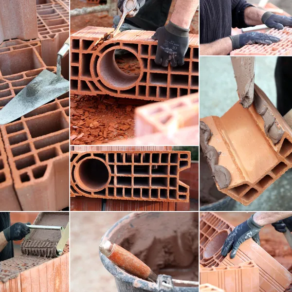 Bricklaying montage — Stock Photo, Image