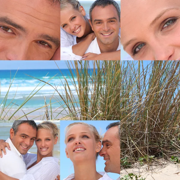 Collage di una coppia in spiaggia — Foto Stock