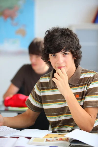 Teenage student in a classroom — Stock Photo, Image