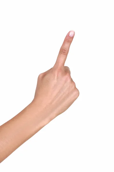 Weibliche Hand mit ausgestrecktem Zeigefinger — Stockfoto