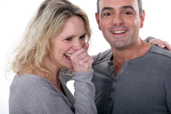 Loving couple in grey — Stock Photo, Image