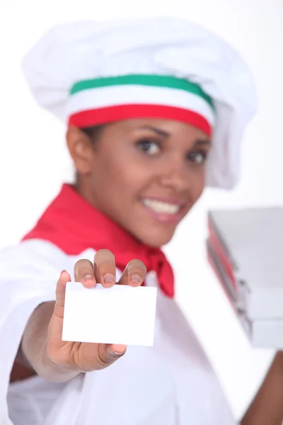 Жінка доставка піци — стокове фото