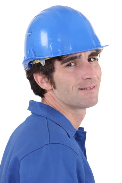 Ein Porträt des Bauarbeiters. — Stockfoto