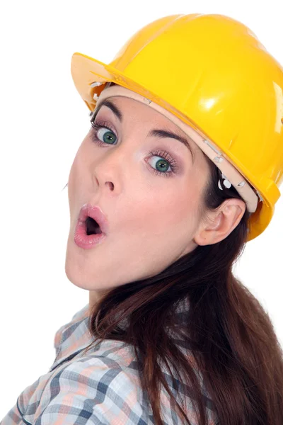 Surprised female builder — Stock Photo, Image